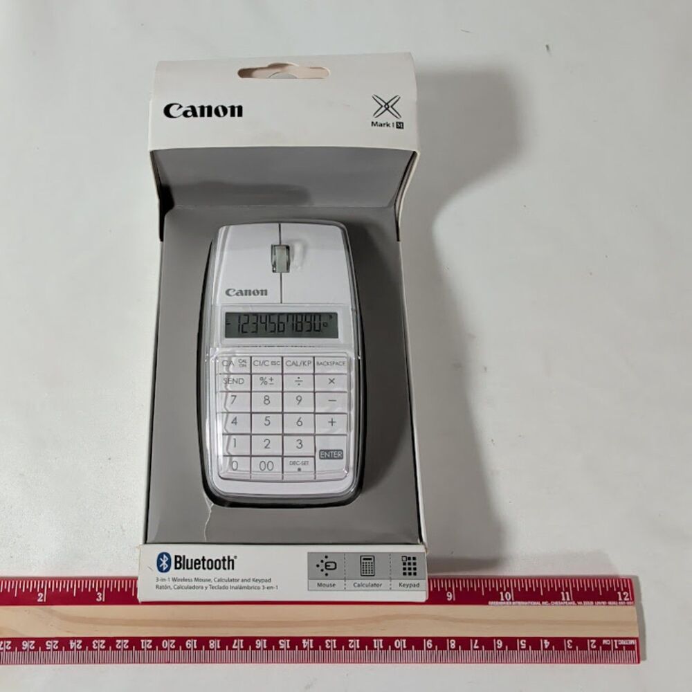 Canon X Mark I Mouse Slim Bluetooth Mouse Calculator Keypad Open Box White